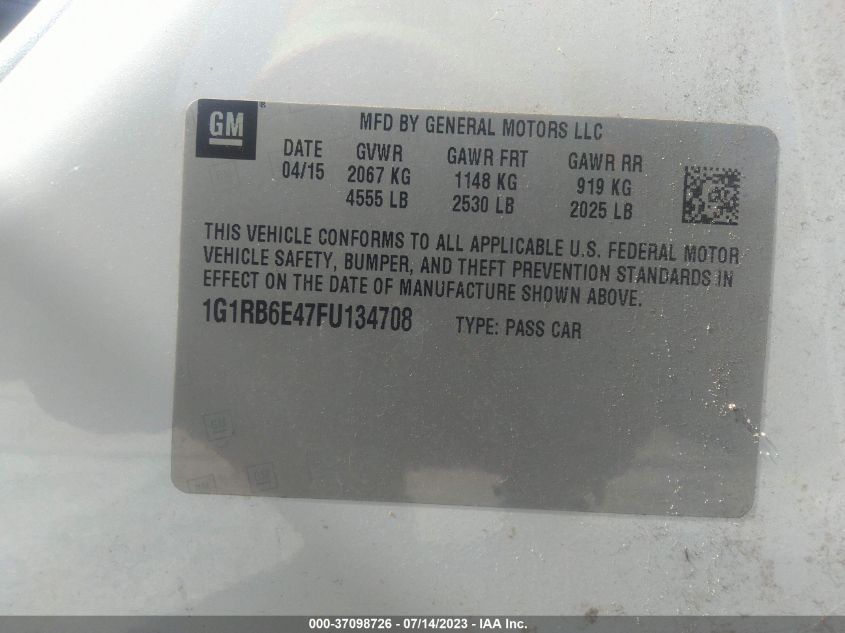 2015 CHEVROLET VOLT - 1G1RB6E47FU134708