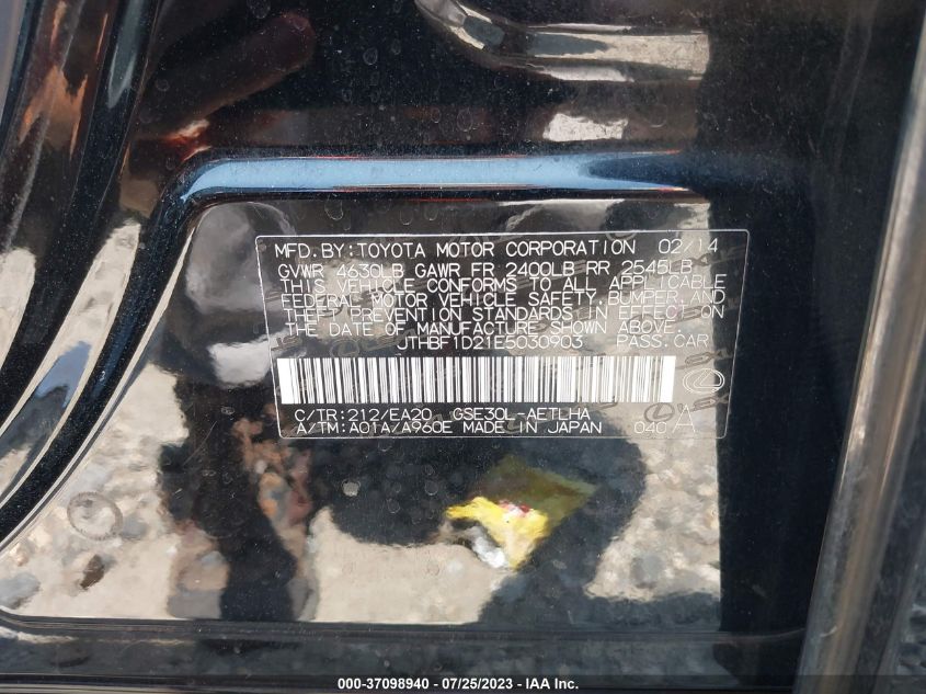 2014 LEXUS IS 250 - JTHBF1D21E5030903