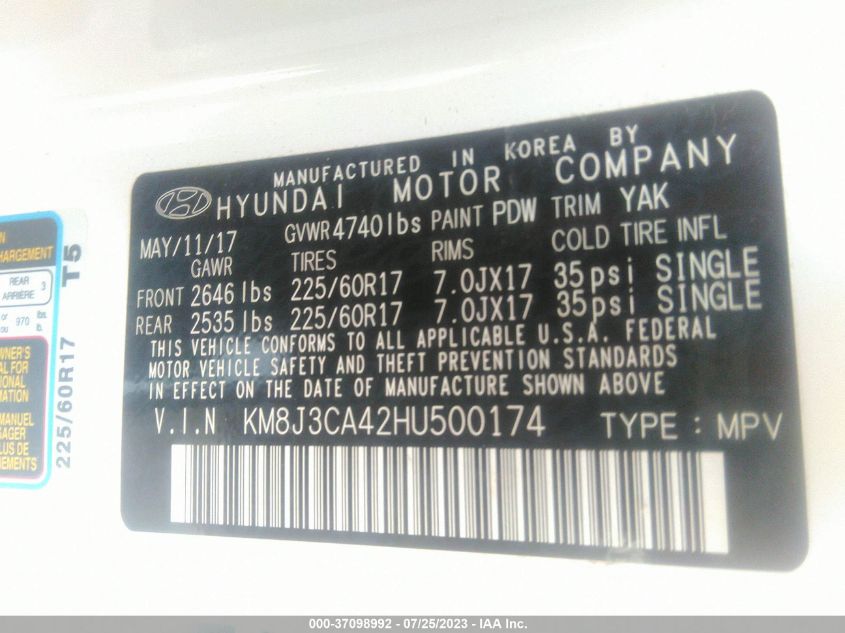 2017 HYUNDAI TUCSON SE - KM8J3CA42HU500174