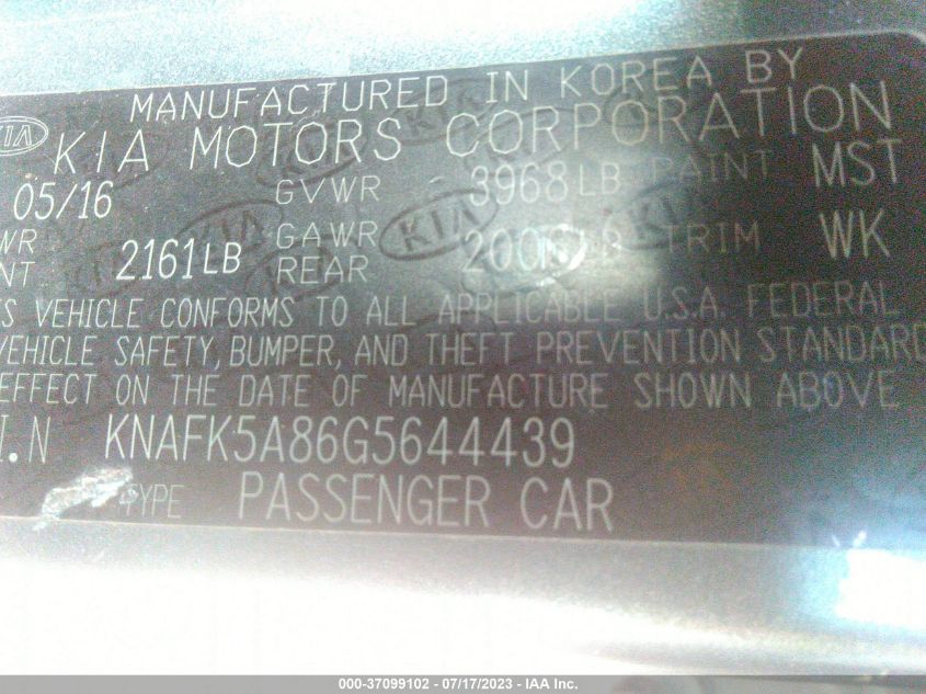 2016 KIA FORTE 5-DOOR LX - KNAFK5A86G5644439