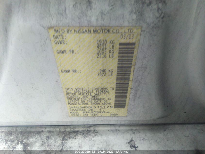 2013 NISSAN ALTIMA 2.5 S - 1N4AL3APXDN535179