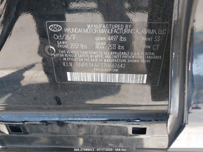 2018 HYUNDAI SONATA SPORT - 5NPE34AF3JH667642