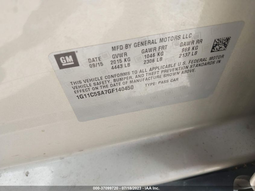 2016 CHEVROLET MALIBU LIMITED LT - 1G11C5SA7GF140450