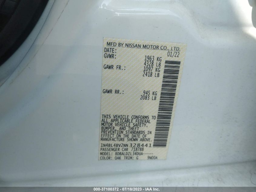 2022 NISSAN ALTIMA 2.5 S - 1N4BL4BV2NN328441
