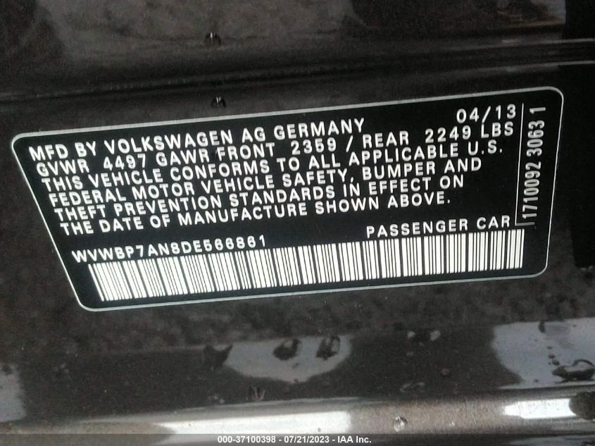 2013 VOLKSWAGEN CC SPORT - WVWBP7AN8DE566861