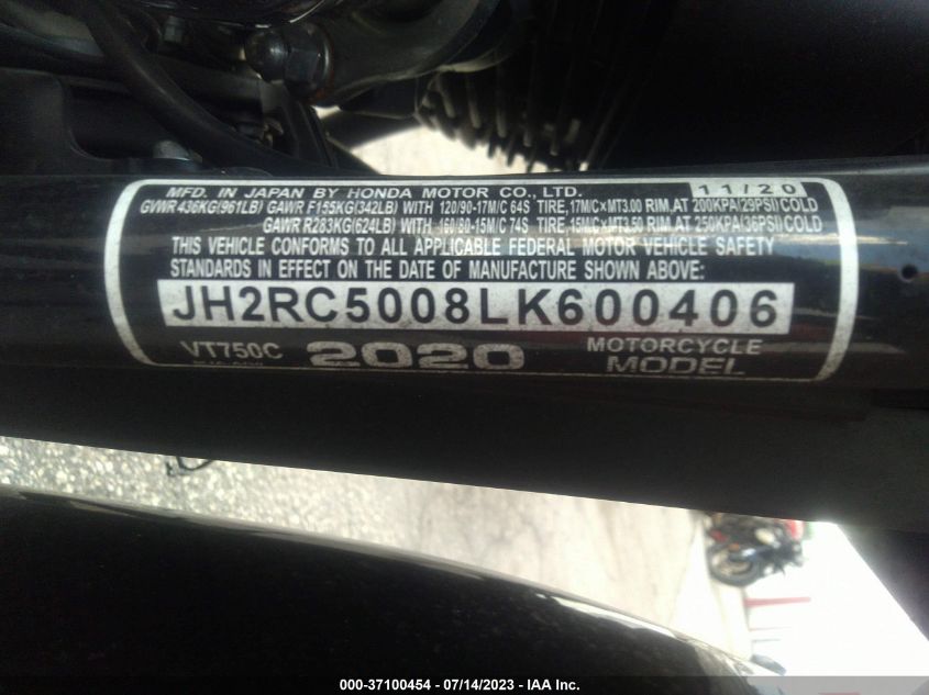 2020 HONDA VT750 C JH2RC5008LK600406
