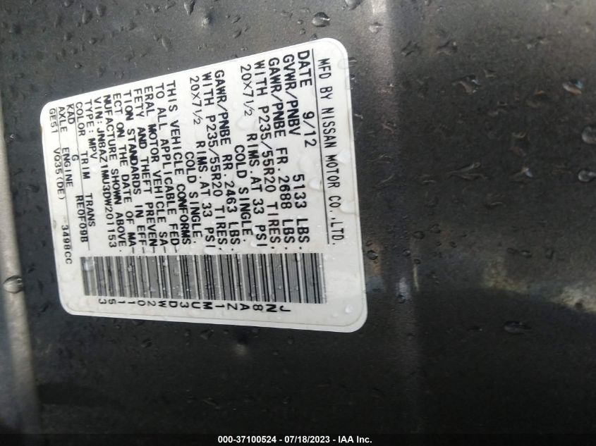 2013 NISSAN MURANO LE - JN8AZ1MU3DW201153