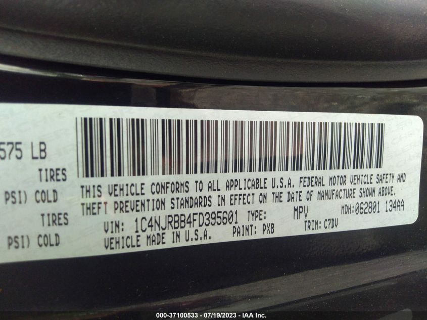 2015 JEEP PATRIOT SPORT - 1C4NJRBB4FD395601