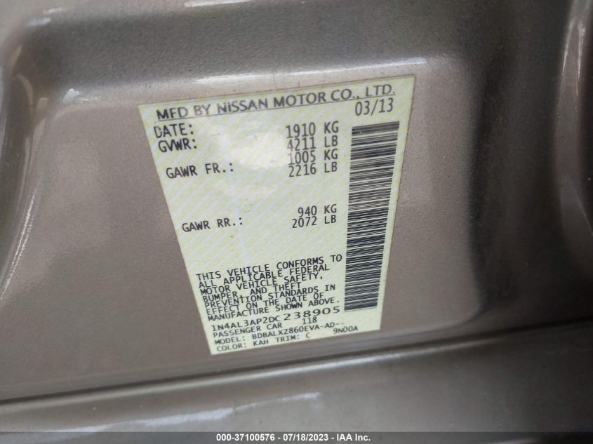 2013 NISSAN ALTIMA 2.5 SL - 1N4AL3AP2DC238905