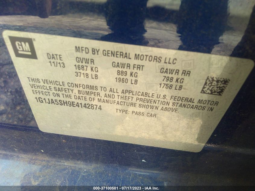 2014 CHEVROLET SONIC LS - 1G1JA5SH9E4142874