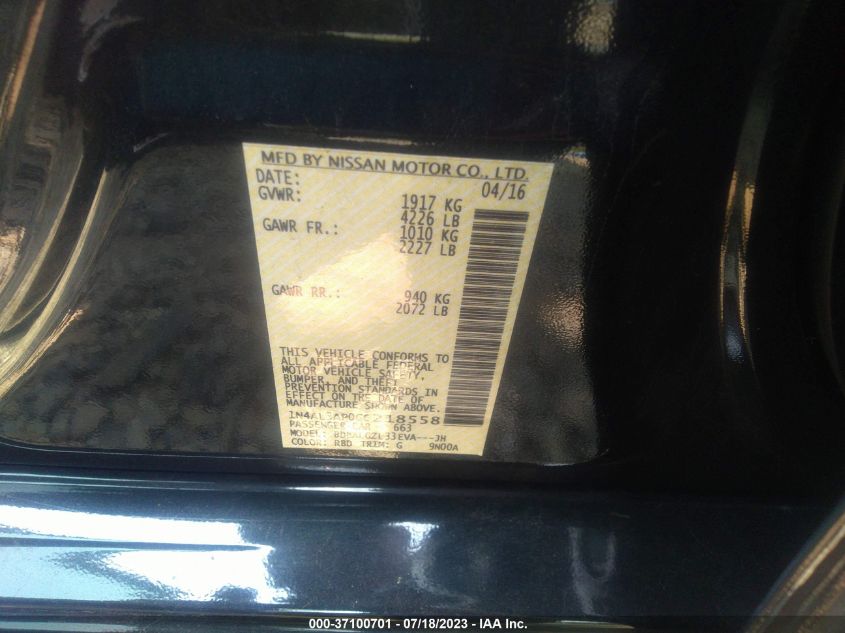 2016 NISSAN ALTIMA 2.5 S - 1N4AL3AP0GC218558