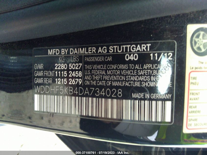 2013 MERCEDES-BENZ E 350 - WDDHF5KB4DA734028