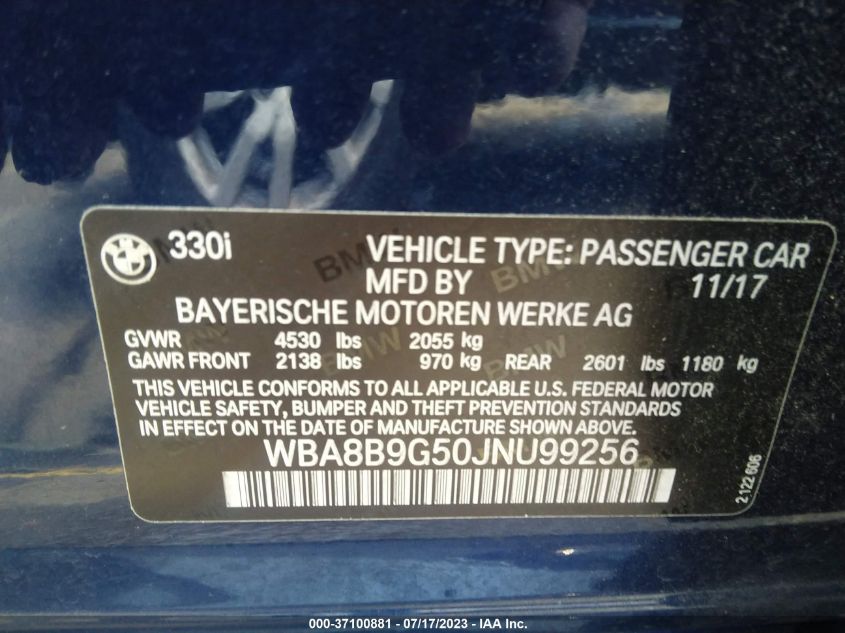 2018 BMW 3 SERIES 330I - WBA8B9G50JNU99256