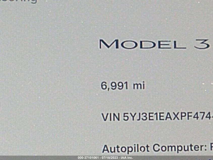 2023 TESLA MODEL 3 - 5YJ3E1EAXPF474412