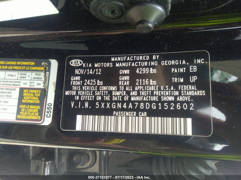 2013 KIA OPTIMA EX - 5XXGN4A78DG152602