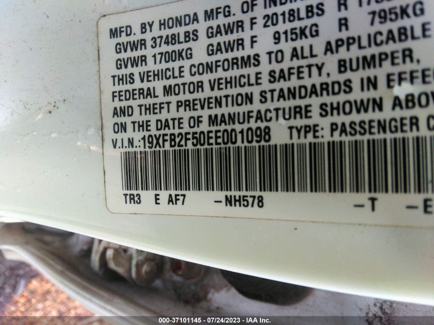 2014 HONDA CIVIC SEDAN LX - 19XFB2F50EE001098