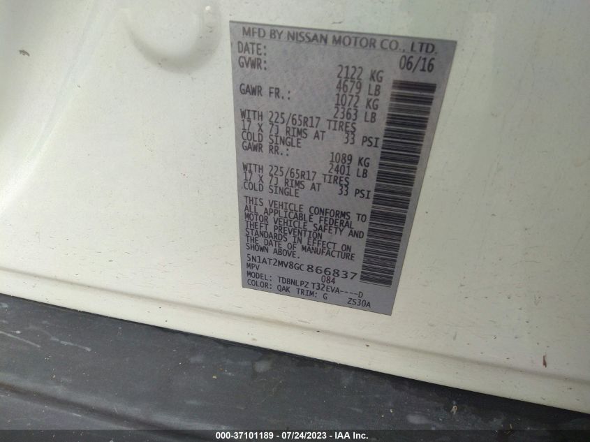 2016 NISSAN ROGUE S - 5N1AT2MV8GC866837