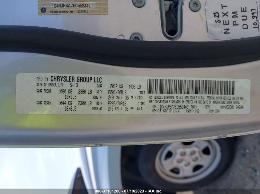2014 JEEP PATRIOT SPORT - 1C4NJPBA7ED552449