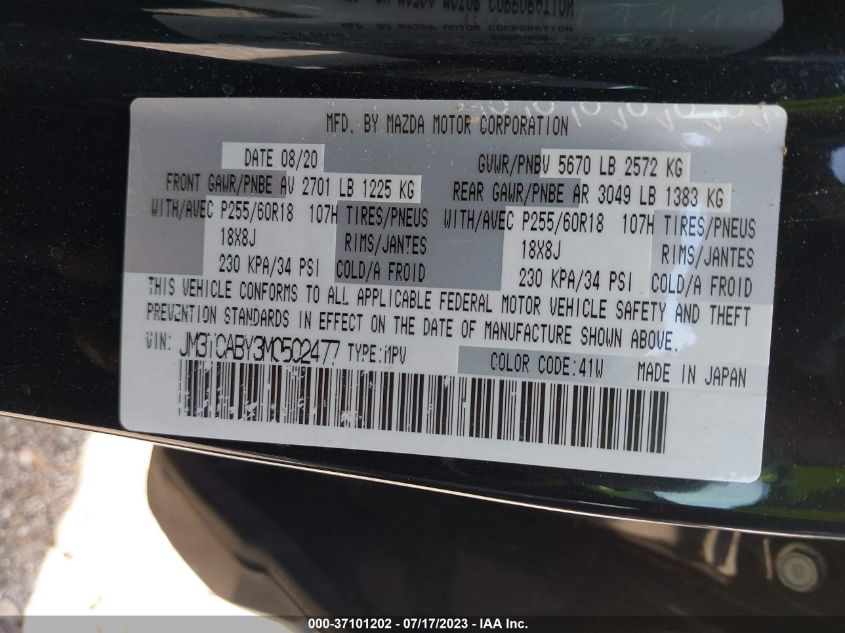 2021 MAZDA CX-9 SPORT - JM3TCABY3M0502477