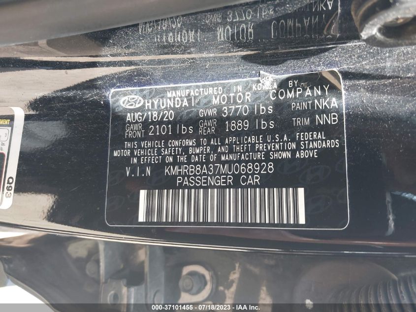 2021 HYUNDAI VENUE SE - KMHRB8A37MU068928