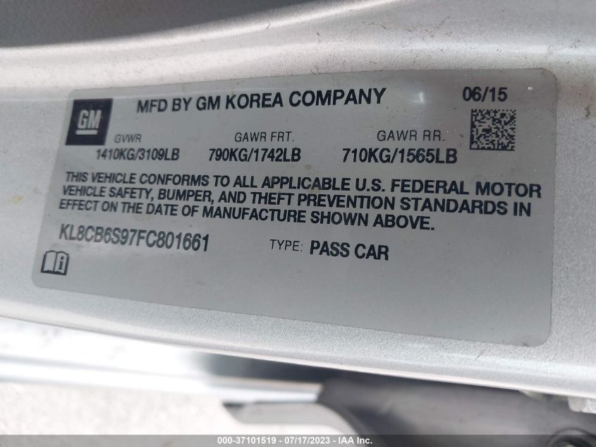 2015 CHEVROLET SPARK LS - KL8CB6S97FC801661