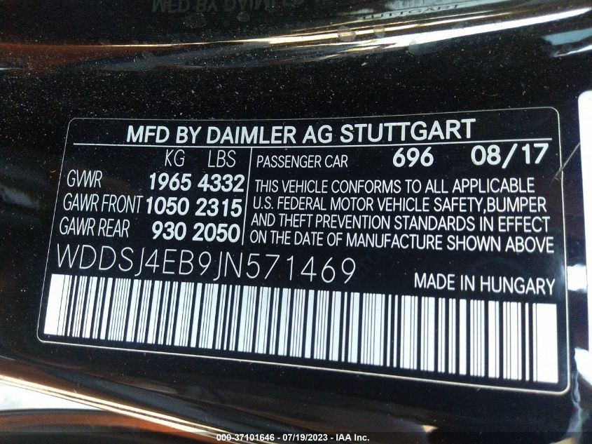 2018 MERCEDES-BENZ CLA 250 - WDDSJ4EB9JN571469
