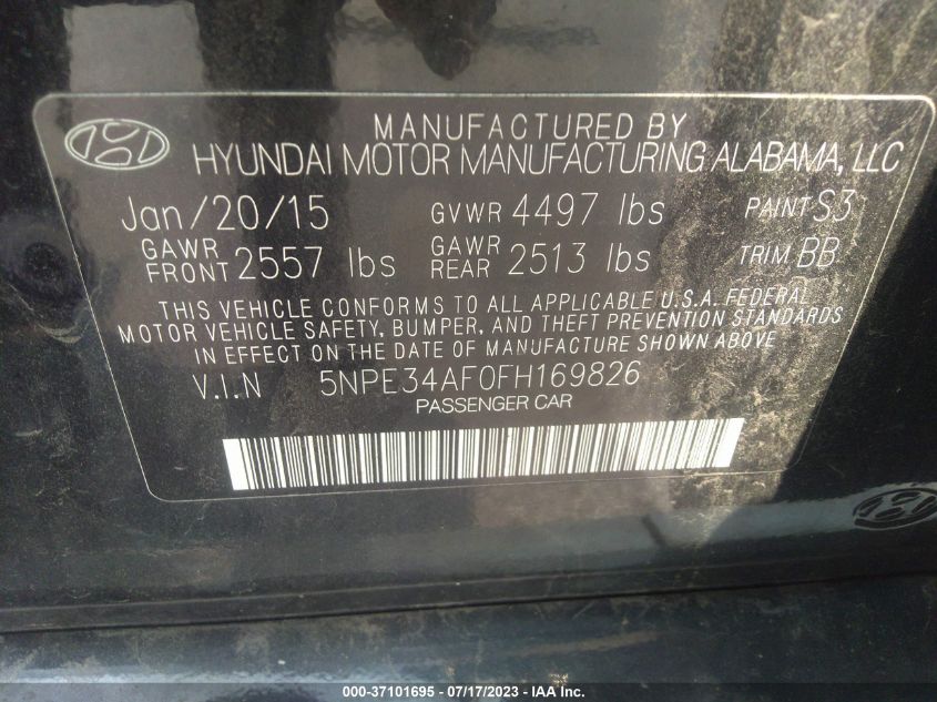 2015 HYUNDAI SONATA 2.4L LIMITED - 5NPE34AF0FH169826