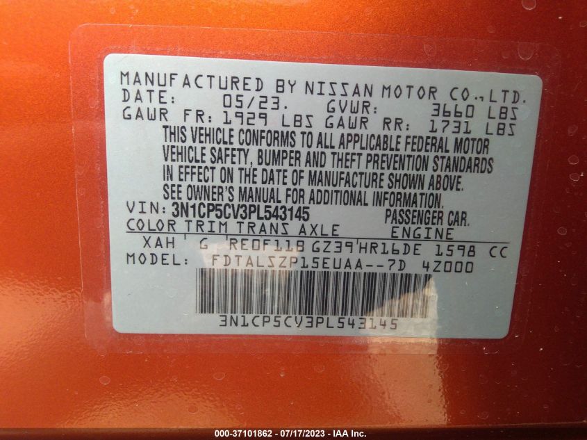 2023 NISSAN KICKS SV - 3N1CP5CV3PL543145