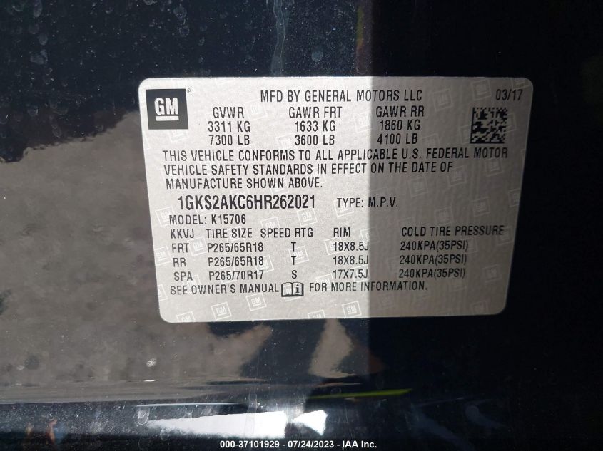 2017 GMC YUKON SLE - 1GKS2AKC6HR262021