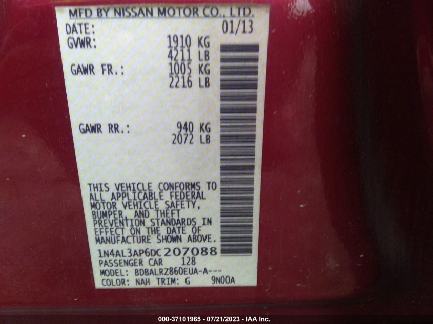 2013 NISSAN ALTIMA 2.5 S - 1N4AL3AP6DC207088