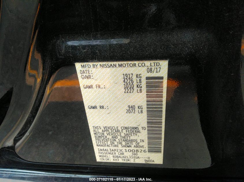 2018 NISSAN ALTIMA 2.5 SR - 1N4AL3AP2JC100826