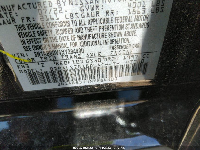 2022 NISSAN SENTRA SR - 3N1AB8DV4NY284400