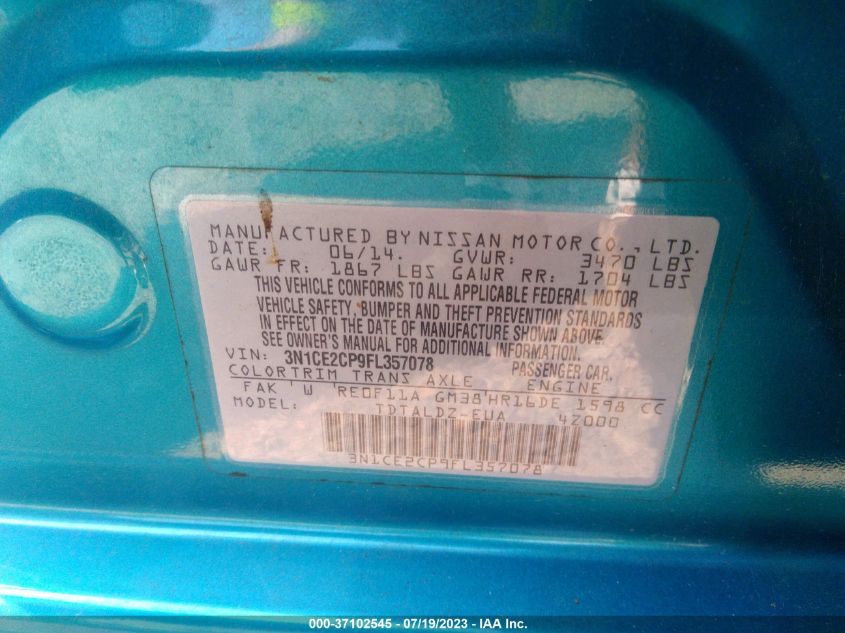 2015 NISSAN VERSA NOTE SV - 3N1CE2CP9FL357078