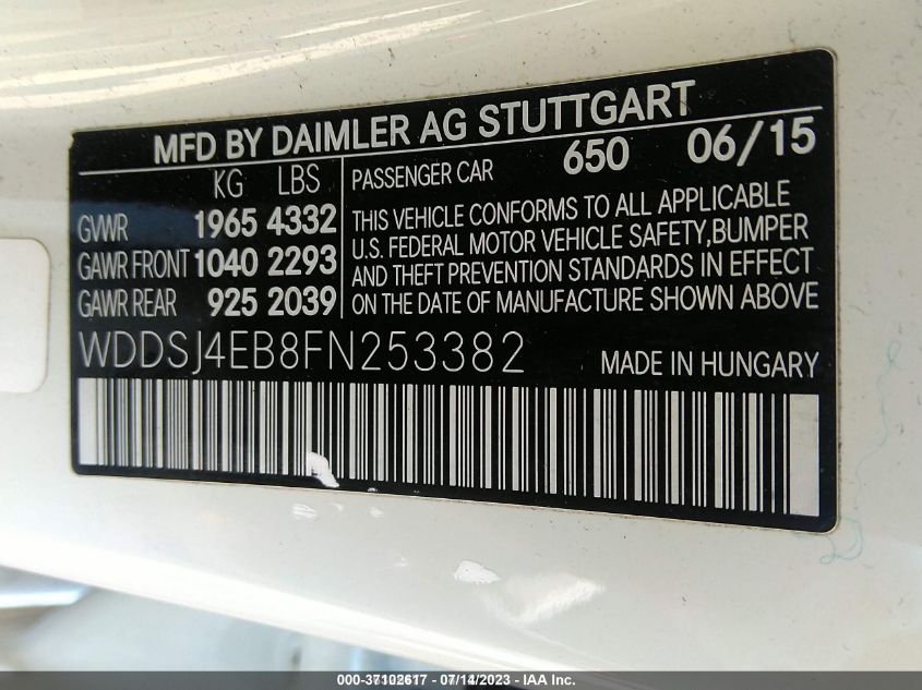2015 MERCEDES-BENZ CLA-CLASS CLA 250 - WDDSJ4EB8FN253382