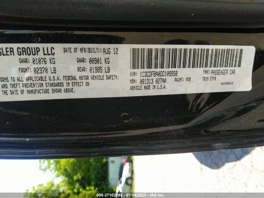 2013 DODGE DART SXT - 1C3CDFBA0DD109958