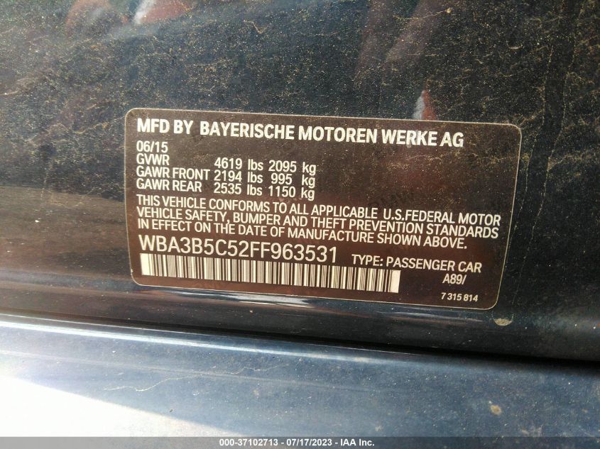 2015 BMW 3 SERIES 328I XDRIVE - WBA3B5C52FF963531