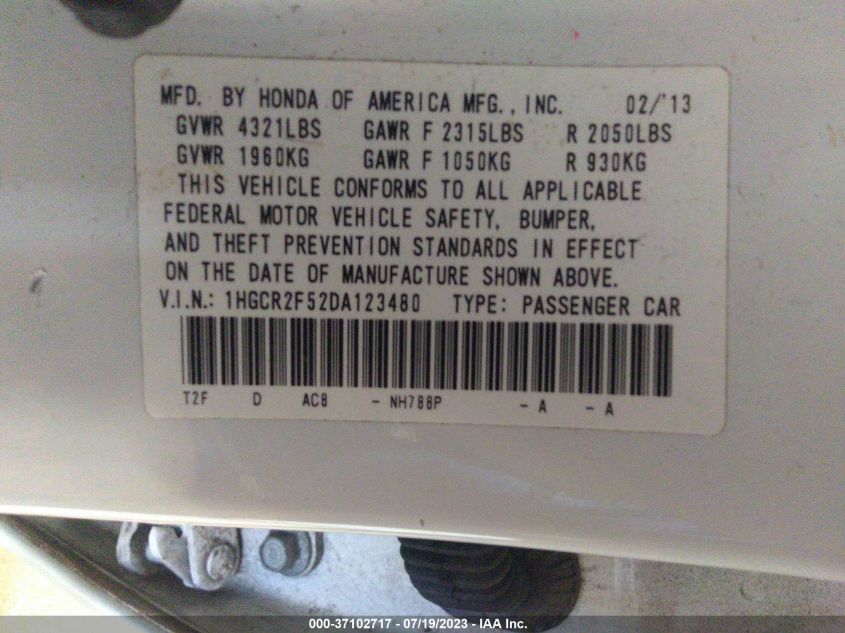 2013 HONDA ACCORD SPORT - 1HGCR2F52DA123480