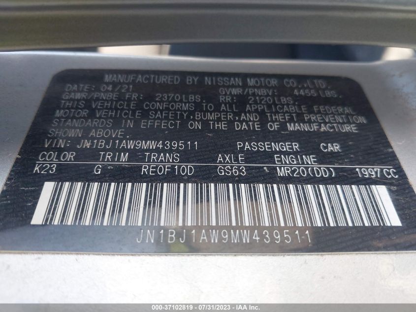 2021 NISSAN ROGUE SPORT S - JN1BJ1AW9MW439511