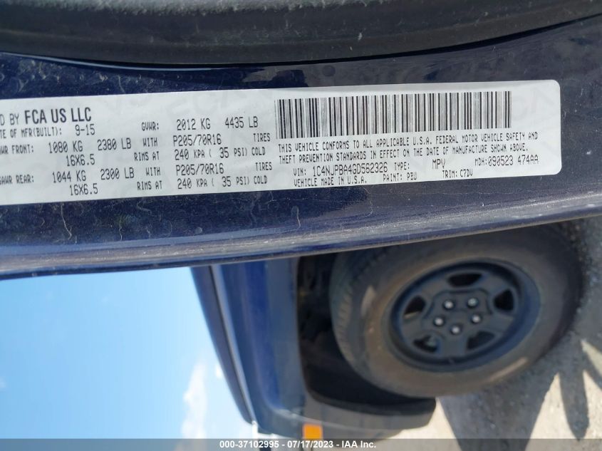 2016 JEEP PATRIOT SPORT - 1C4NJPBA4GD562326