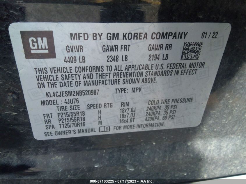 2022 BUICK ENCORE PREFERRED - KL4CJESM2NB520987