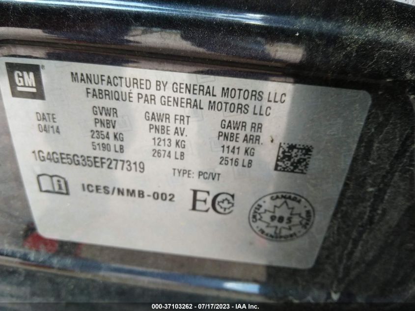 2014 BUICK LACROSSE PREMIUM I - 1G4GE5G35EF277319