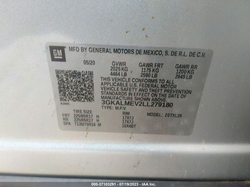 2020 GMC TERRAIN SLE - 3GKALMEV2LL279180