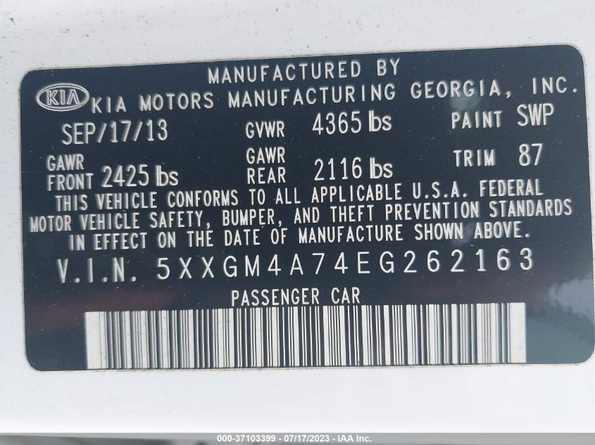 2014 KIA OPTIMA LX - 5XXGM4A74EG262163