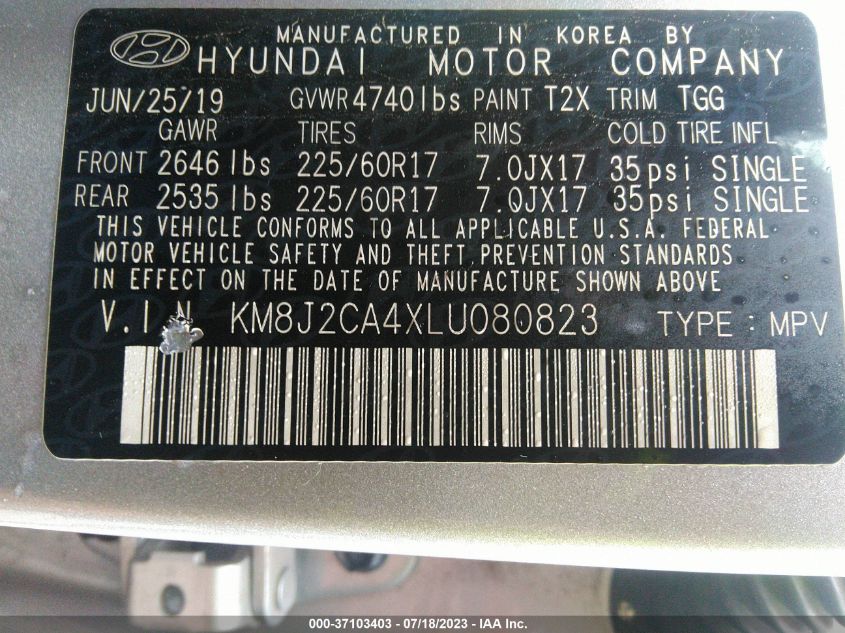 KM8J2CA4XLU080823 Hyundai Tucson SE 9