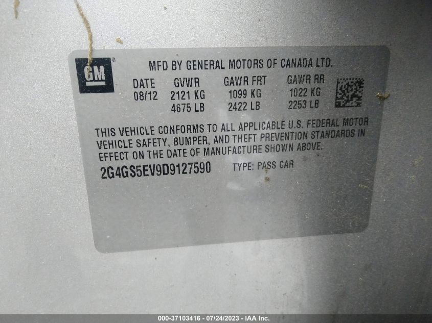 2013 BUICK REGAL TURBO PREMIUM 1 - 2G4GS5EV9D9127590