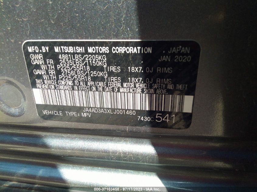 2020 MITSUBISHI OUTLANDER SE/SEL/LE/SP - JA4AD3A3XLJ001460