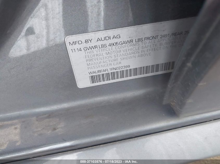 2015 AUDI A4 PREMIUM - WAUBFAFL1FN022399