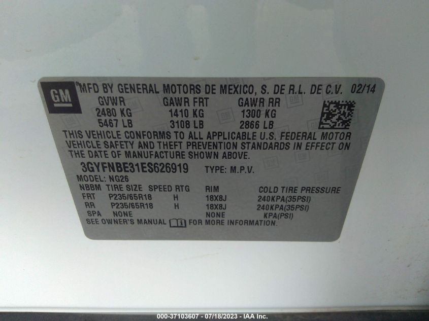 2014 CADILLAC SRX LUXURY COLLECTION - 3GYFNBE31ES626919
