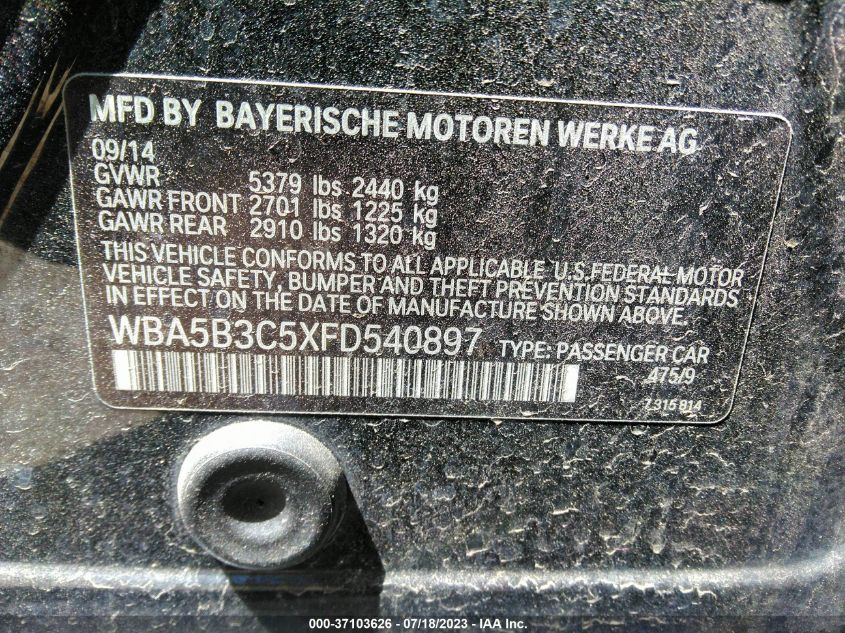 2015 BMW 5 SERIES 535I XDRIVE - WBA5B3C5XFD540897