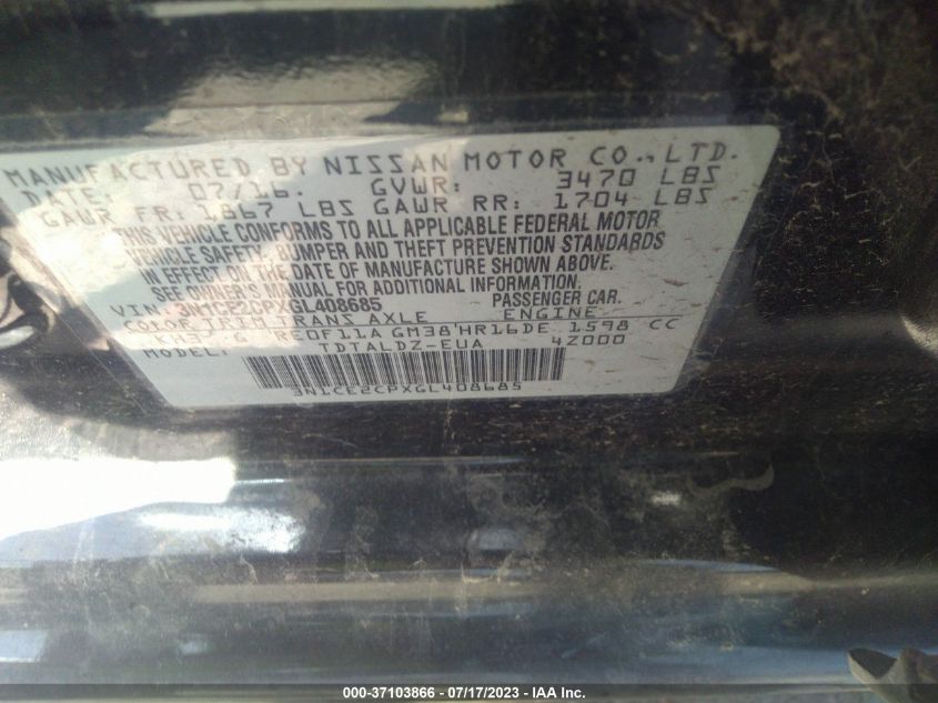 2016 NISSAN VERSA NOTE SV - 3N1CE2CPXGL408685
